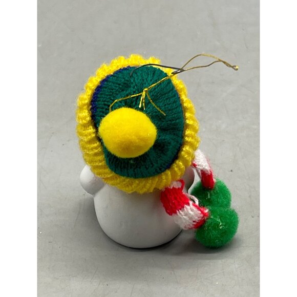 GIFTCO Snow Bells Porcelain Bear Bell Ornament Yellow n Green Knit Hat Xmas 3.5" - Picture 6 of 7